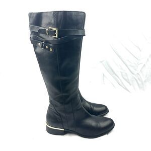 Franco Sarto Celeste Vegan Leather Black Knee High Riding Boots Size 8.5M